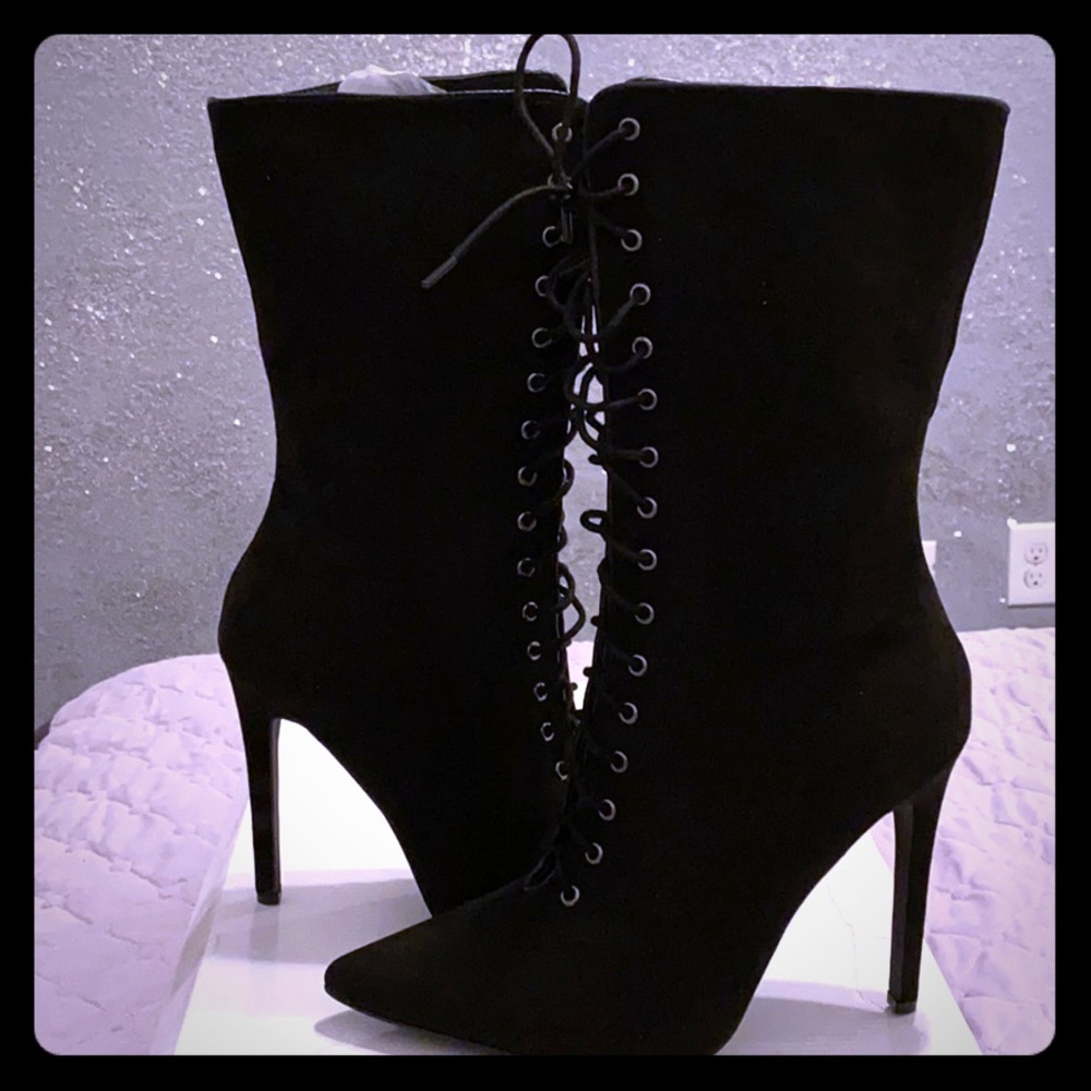 Black Lace Up Booties